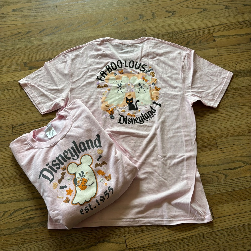 Disney Parks Halloween Mickey Minnie Ghost Pink Sweatshirt and T-Shirt Set M